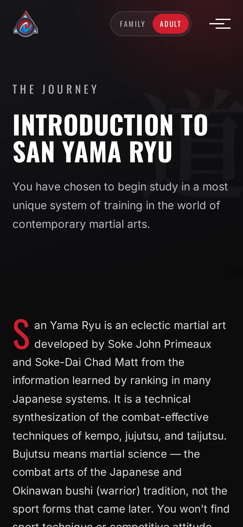 An introduction to San Yama Ryu on a phone, in the head instructor’s words.